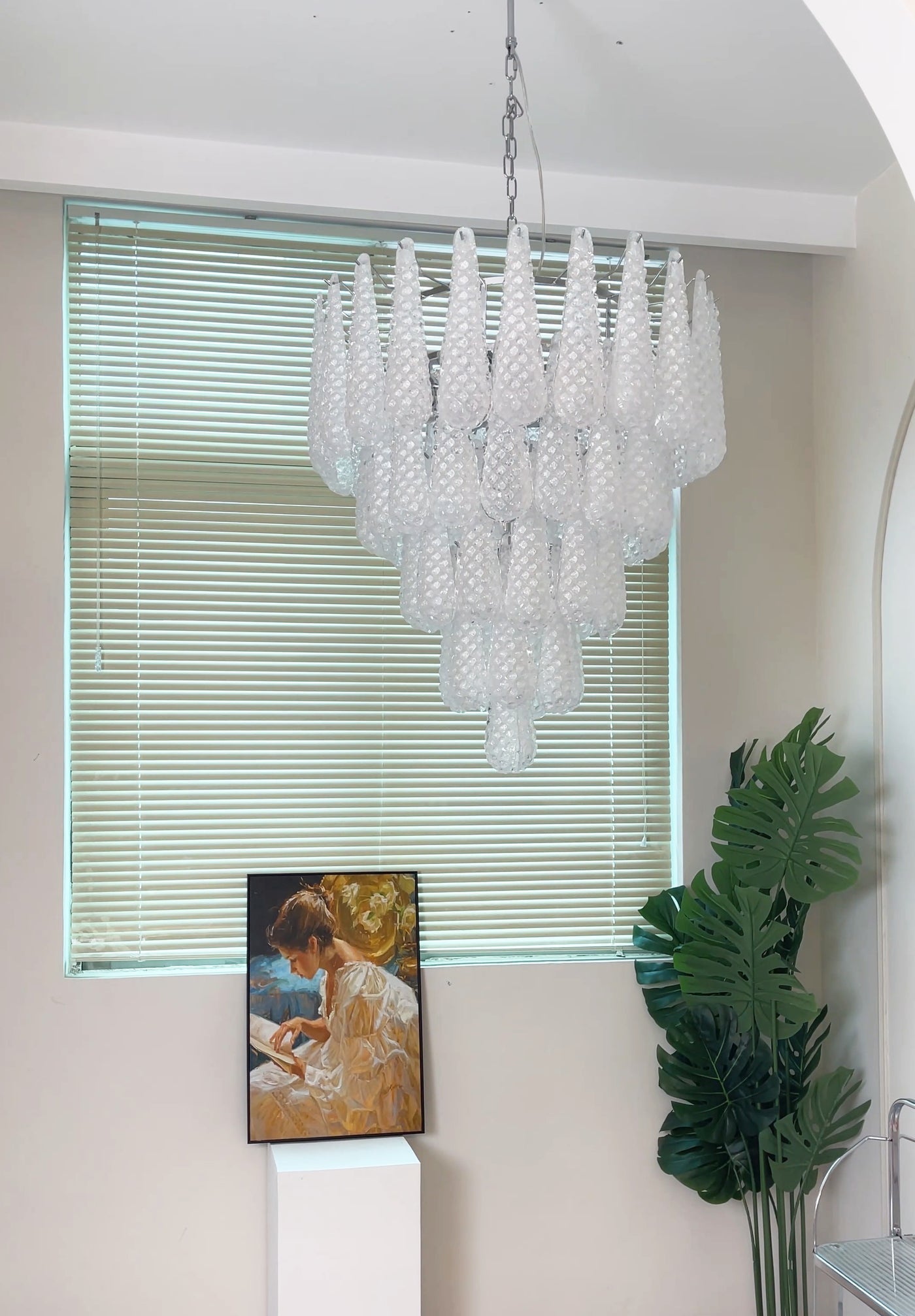 Velerine Chandelier Clear Murano Glass Dewdrop Layered