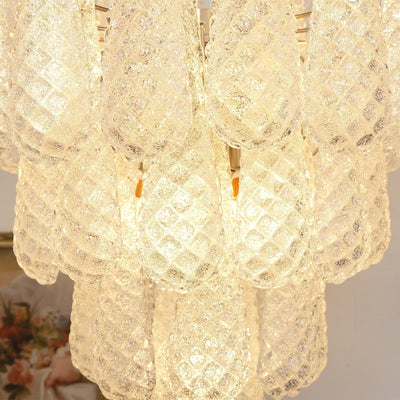 Velerine Chandelier Clear Murano Glass Dewdrop Layered