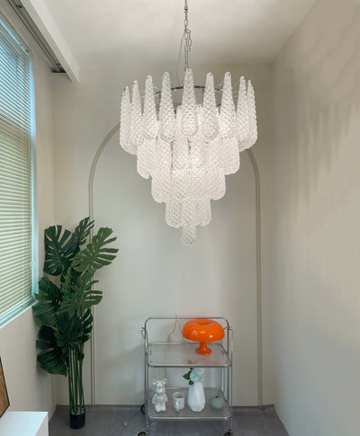 Velerine Chandelier Clear Murano Glass Dewdrop Layered
