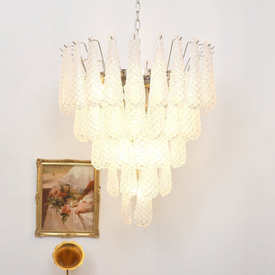 Velerine Chandelier Clear Murano Glass Dewdrop Layered