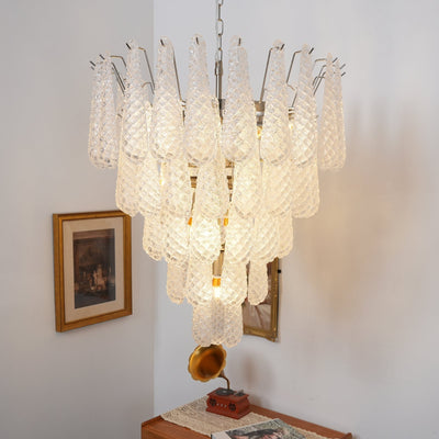 Velerine Chandelier Clear Murano Glass Dewdrop Layered