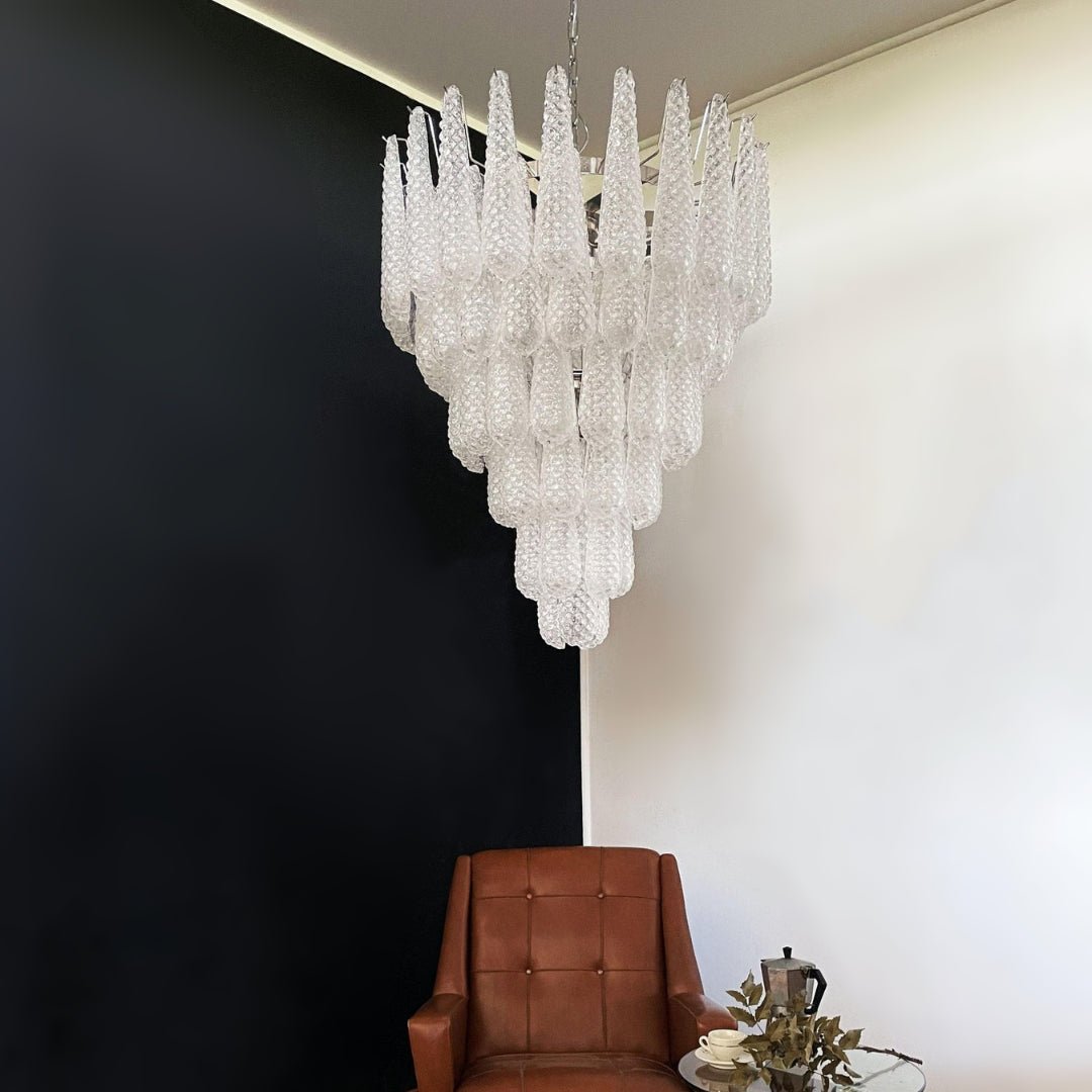 Velerine Chandelier Clear Murano Glass Dewdrop Layered