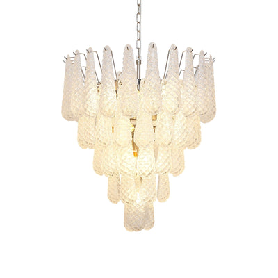 Velerine Chandelier Clear Murano Glass Dewdrop Layered