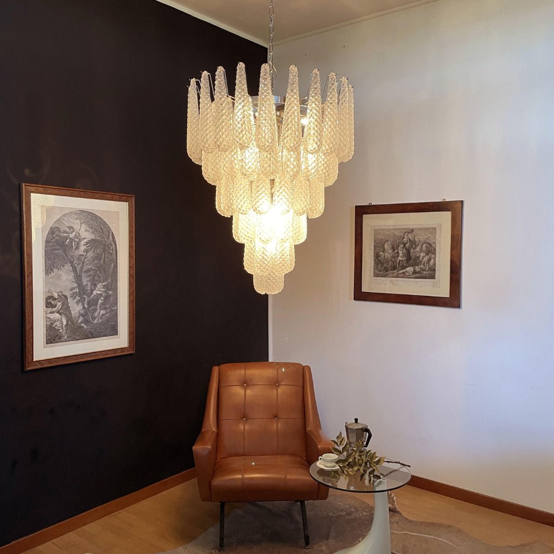 Velerine Chandelier Clear Murano Glass Dewdrop Layered