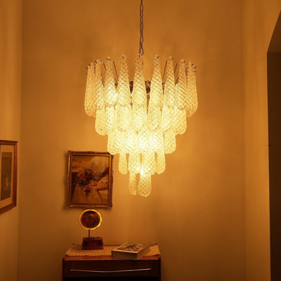 Velerine Chandelier Clear Murano Glass Dewdrop Layered