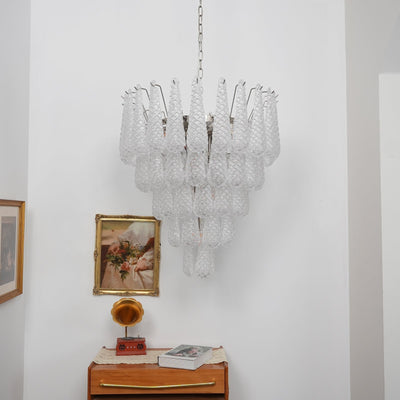 Velerine Chandelier Clear Murano Glass Dewdrop Layered