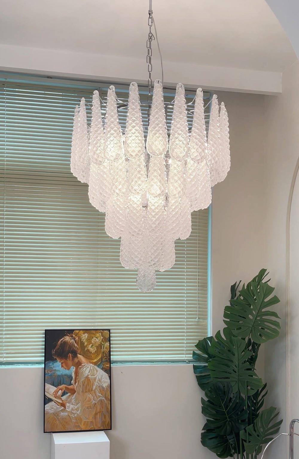 Lioralella Chandelier Clear Droplets Murano Glass Waterfall Diamond