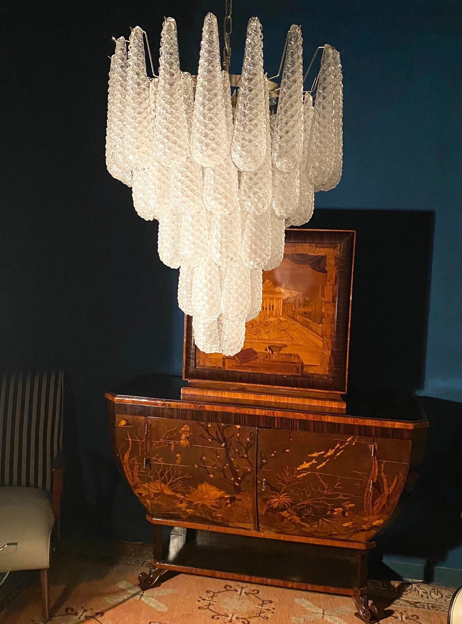 Lioralella Chandelier Clear Droplets Murano Glass Waterfall Diamond