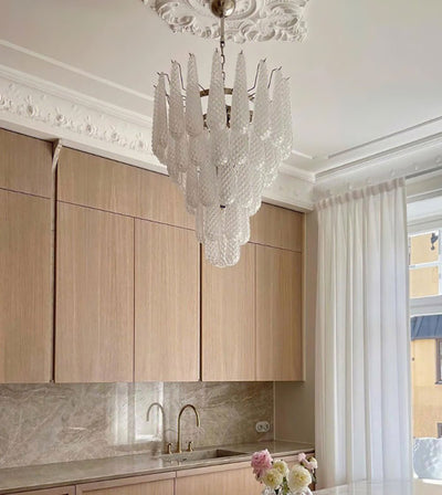 Lioralella Chandelier Clear Droplets Murano Glass Waterfall Diamond