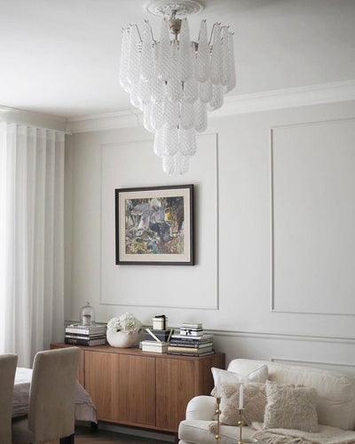 Lioralella Chandelier Clear Droplets Murano Glass Waterfall Diamond