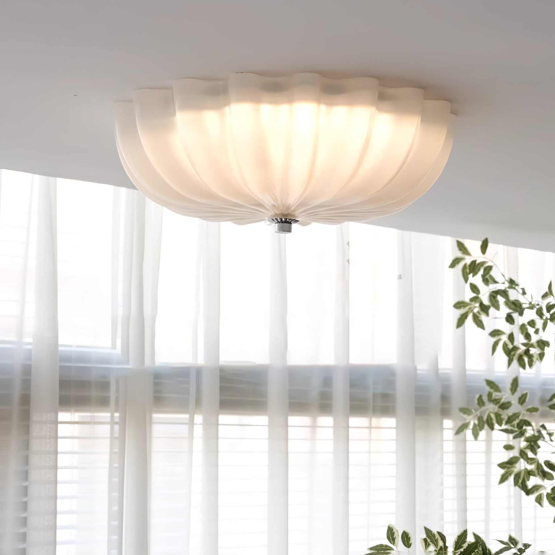 Aurora Ceiling Lamp Murano Blown Glass Shell Inspired - Neutral Decor