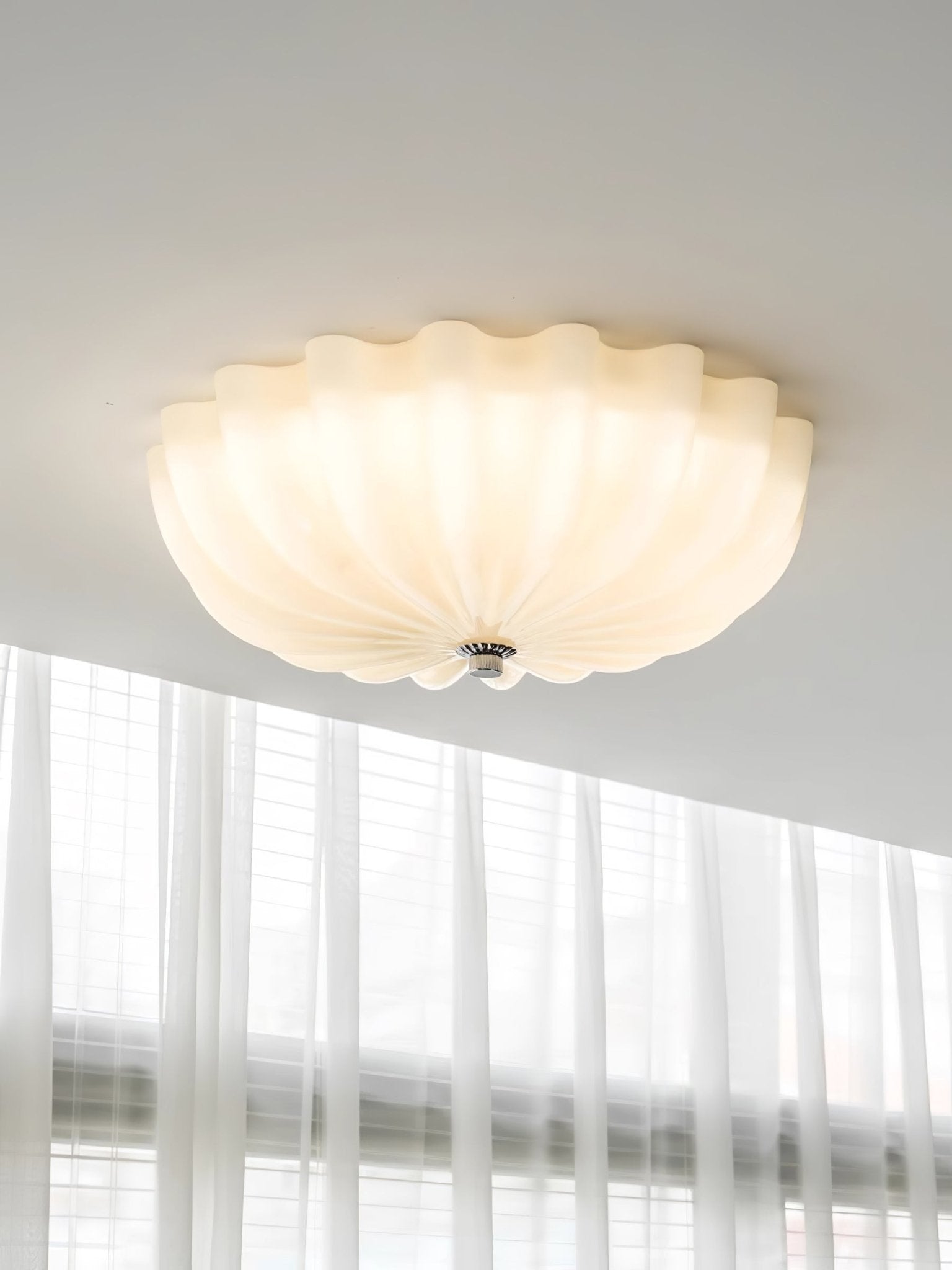 Aurora Ceiling Lamp Murano Blown Glass Shell Inspired - Neutral Decor