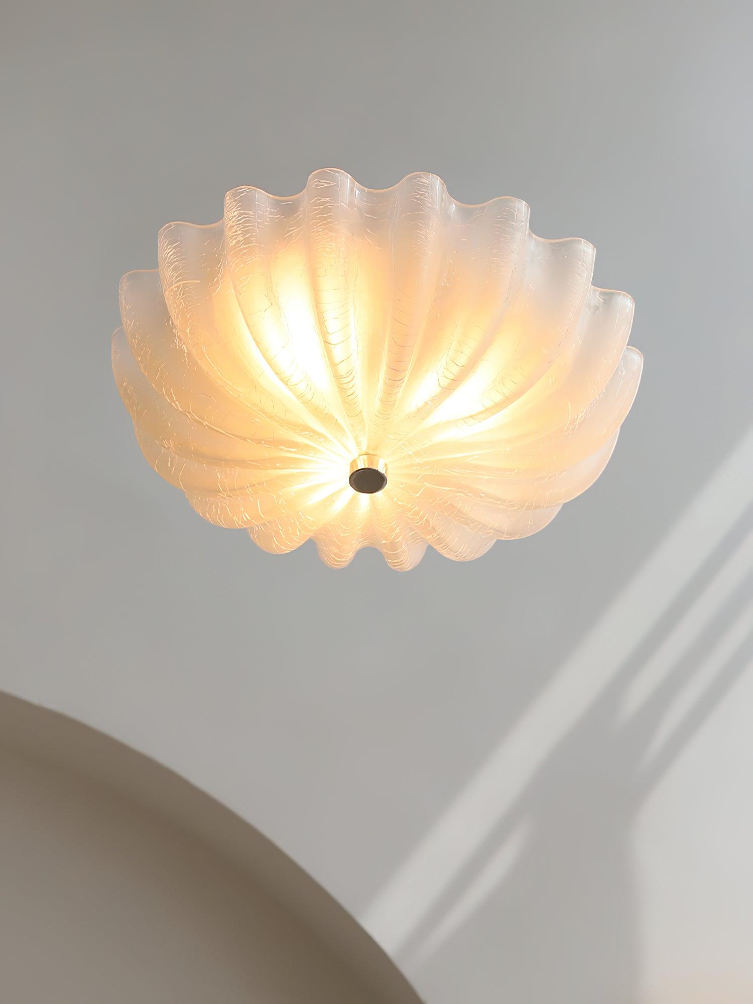 Aurora Ceiling Lamp Murano Blown Glass Shell Inspired - Neutral Decor