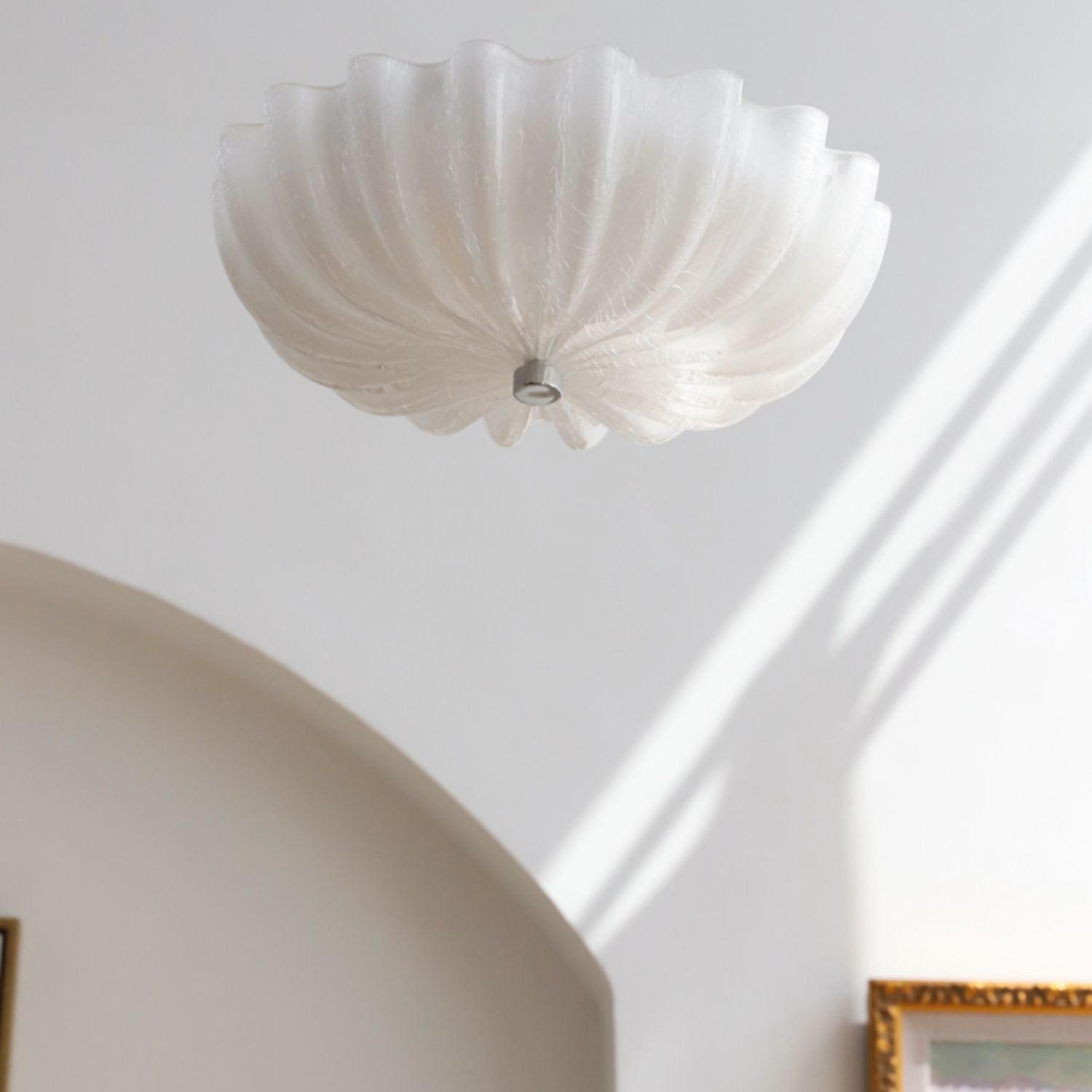 Aurora Ceiling Lamp Murano Blown Glass Shell Inspired - Neutral Decor