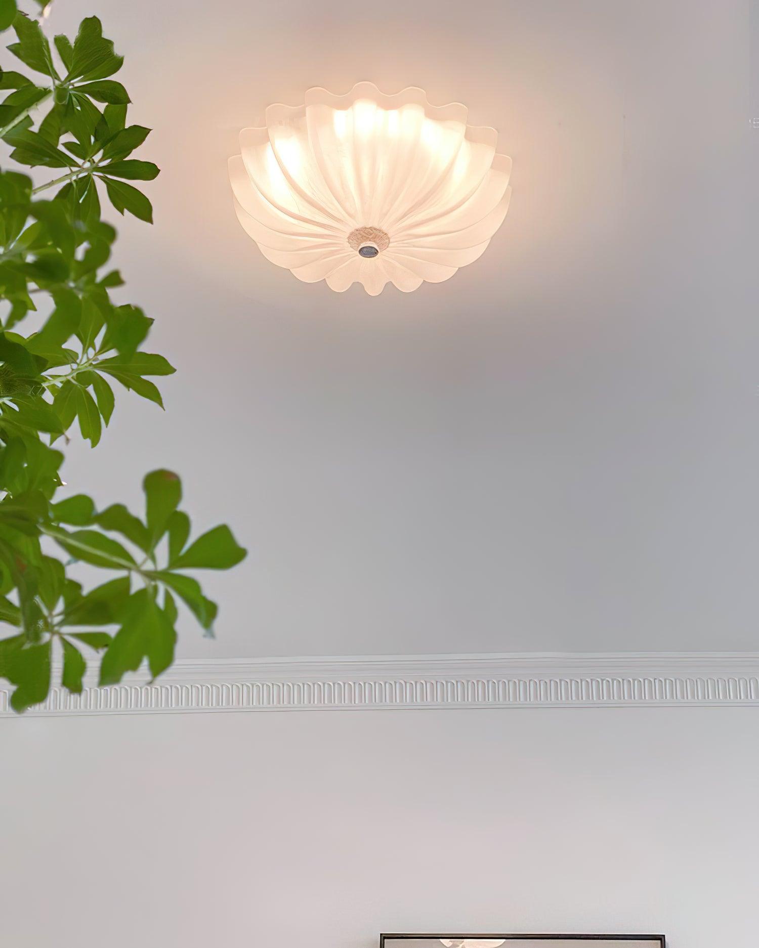 Aurora Ceiling Lamp Murano Blown Glass Shell Inspired - Neutral Decor