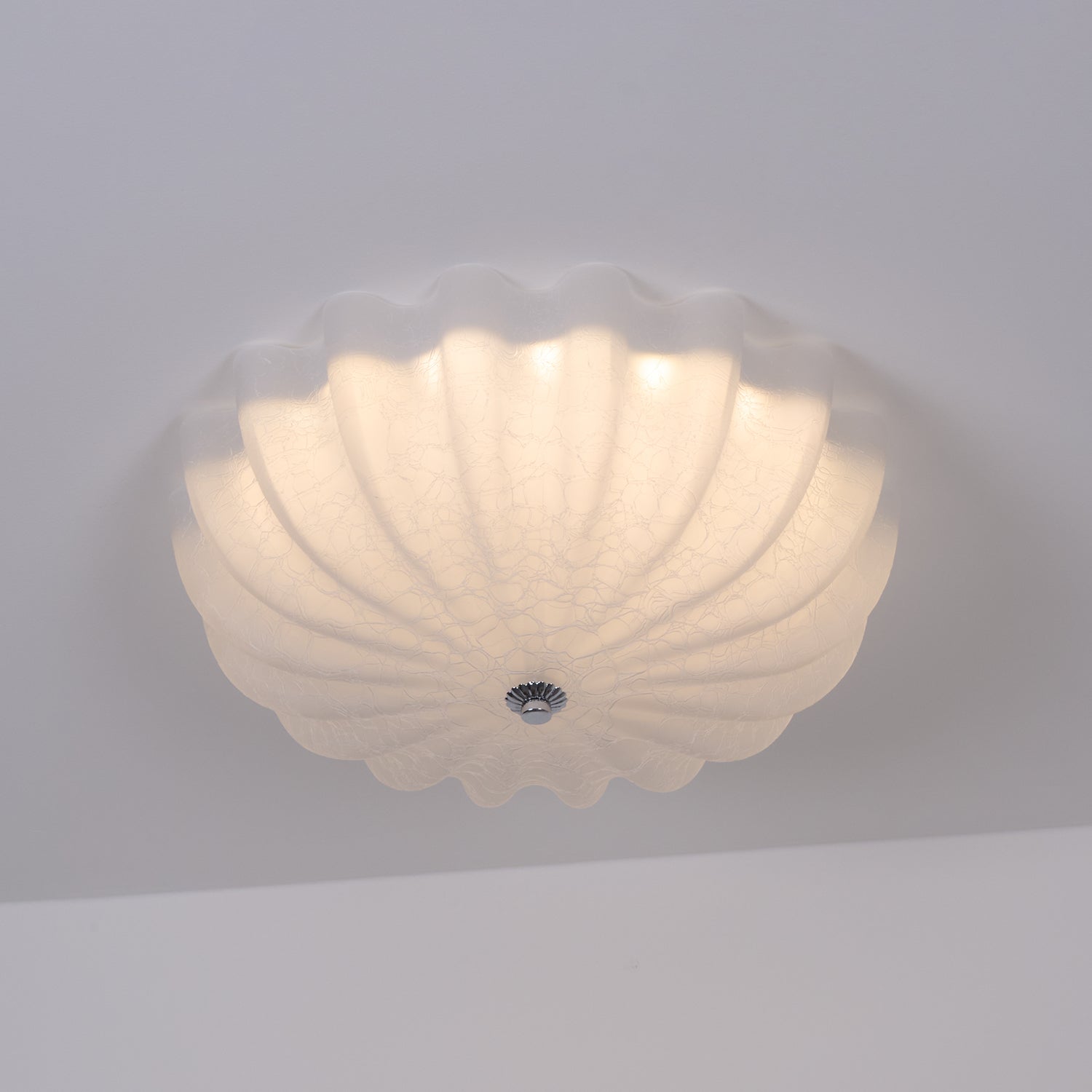 Aurora Ceiling Lamp Murano Blown Glass Shell Inspired - Neutral Decor