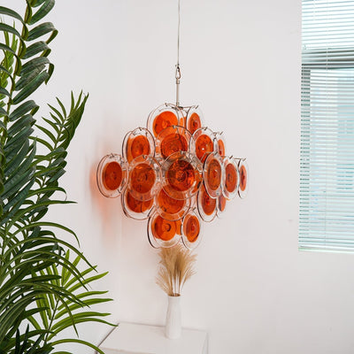 Lioruiel Chandelier Orange Murano Glass Disc Layered
