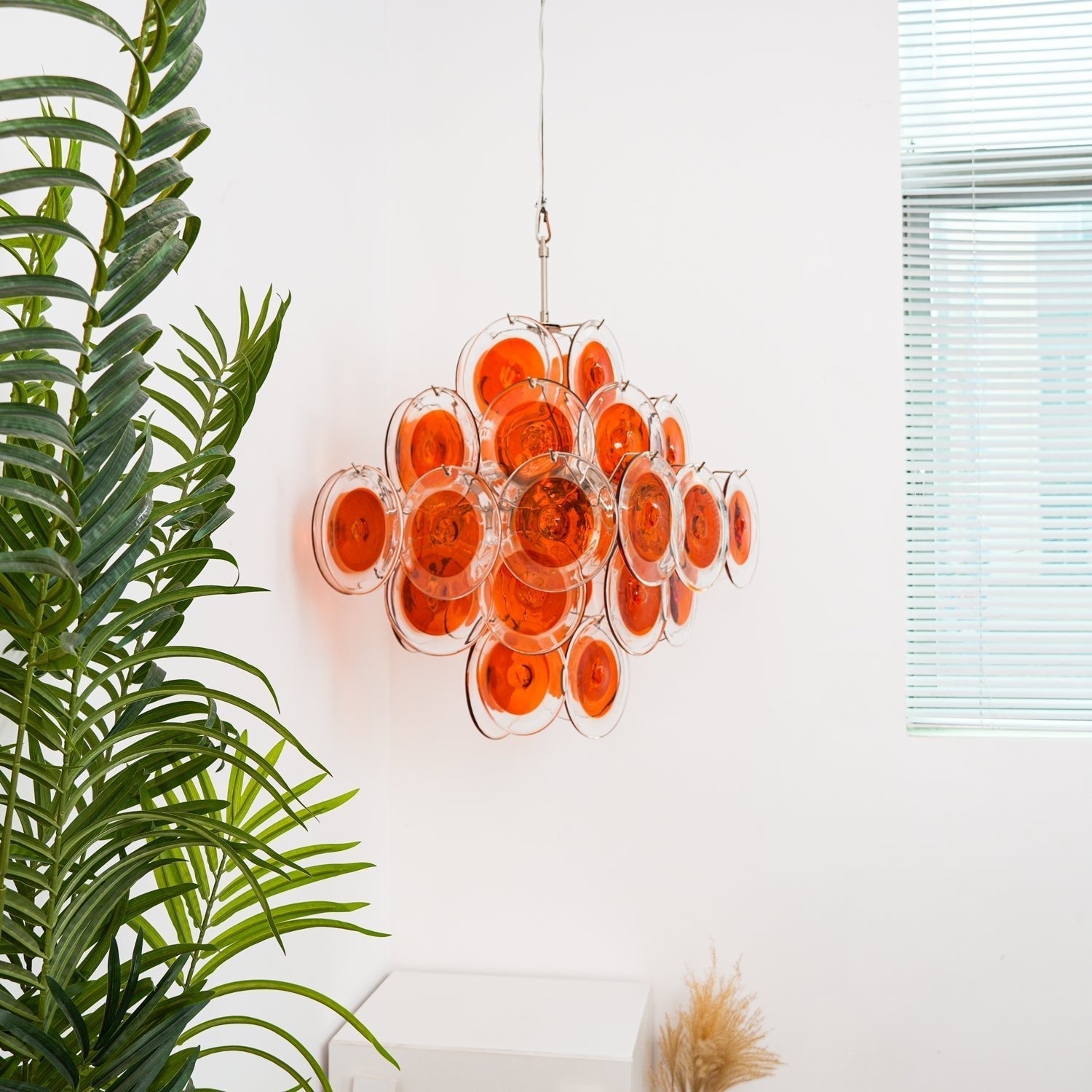 Lioruiel Chandelier Orange Murano Glass Disc Layered