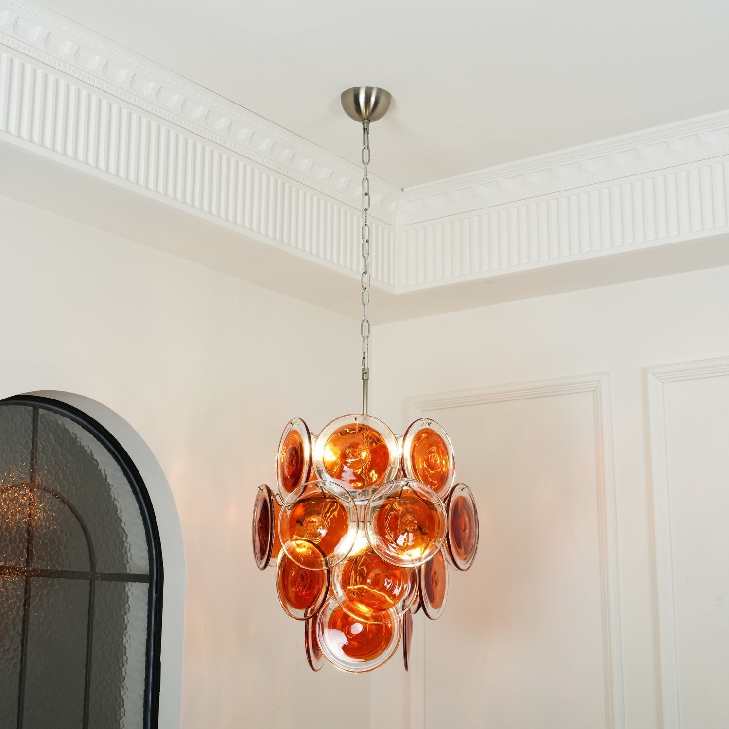 Eiroora Chandelier Murano Orange Glass