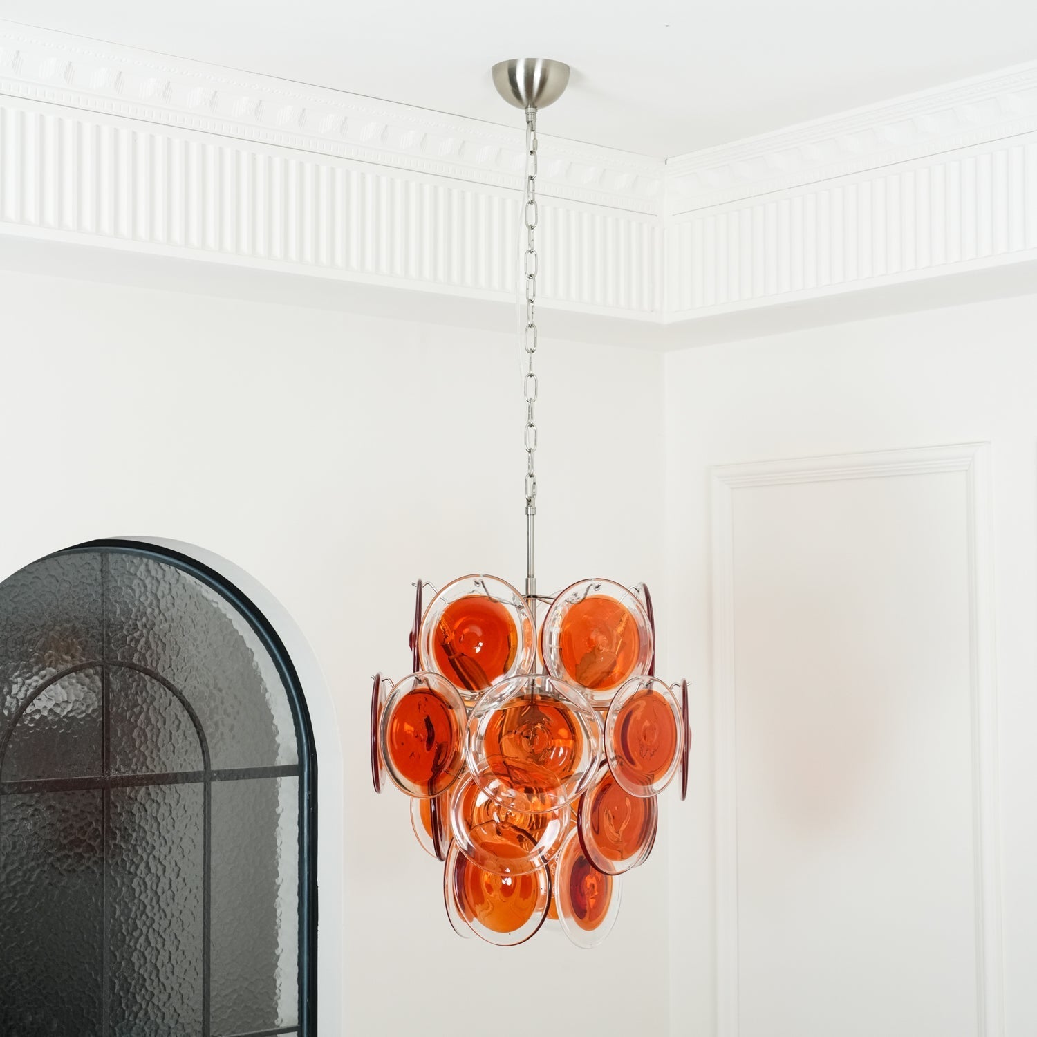 Eiroora Chandelier Murano Orange Glass