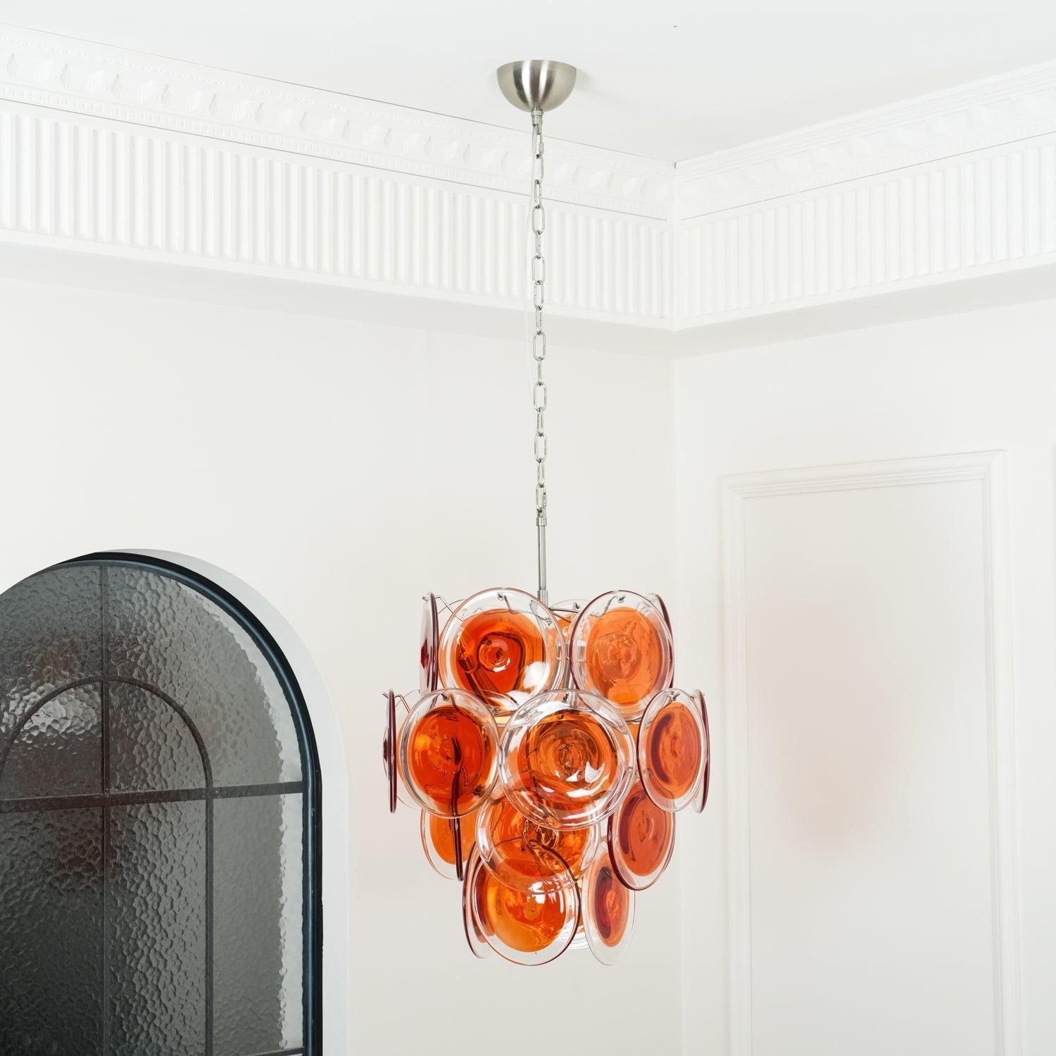 Eiroora Chandelier Murano Orange Glass
