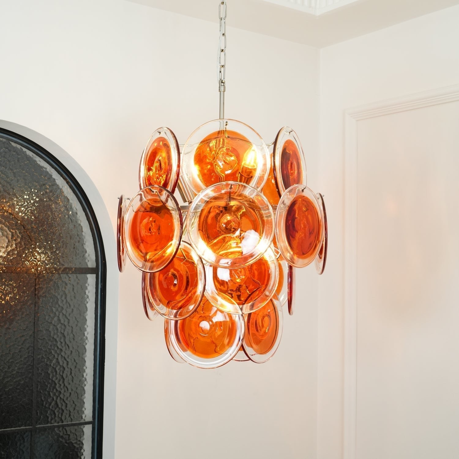 Eiroora Chandelier Murano Orange Glass