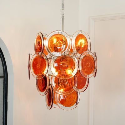 Eiroora Chandelier Murano Orange Glass