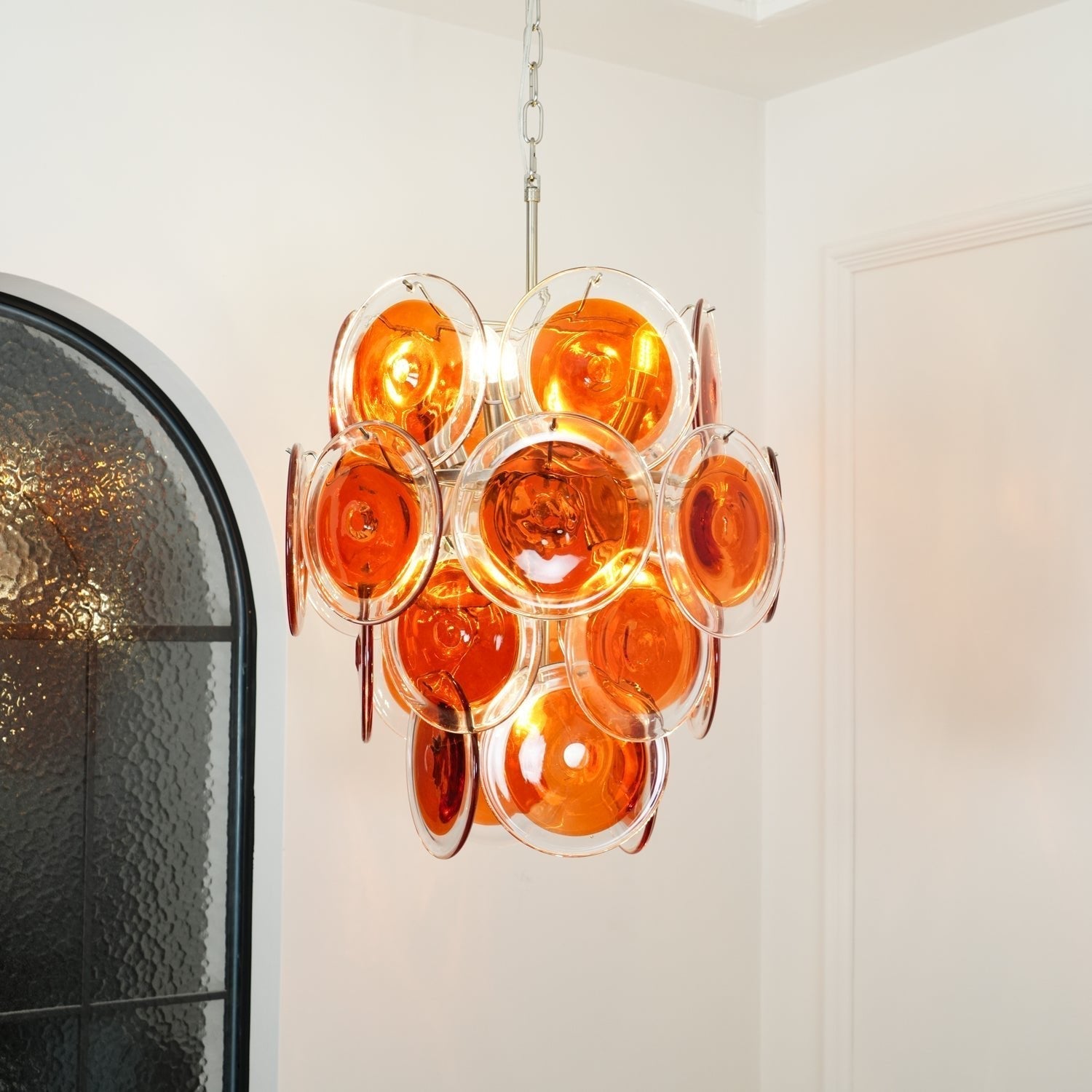 Eiroora Chandelier Murano Orange Glass