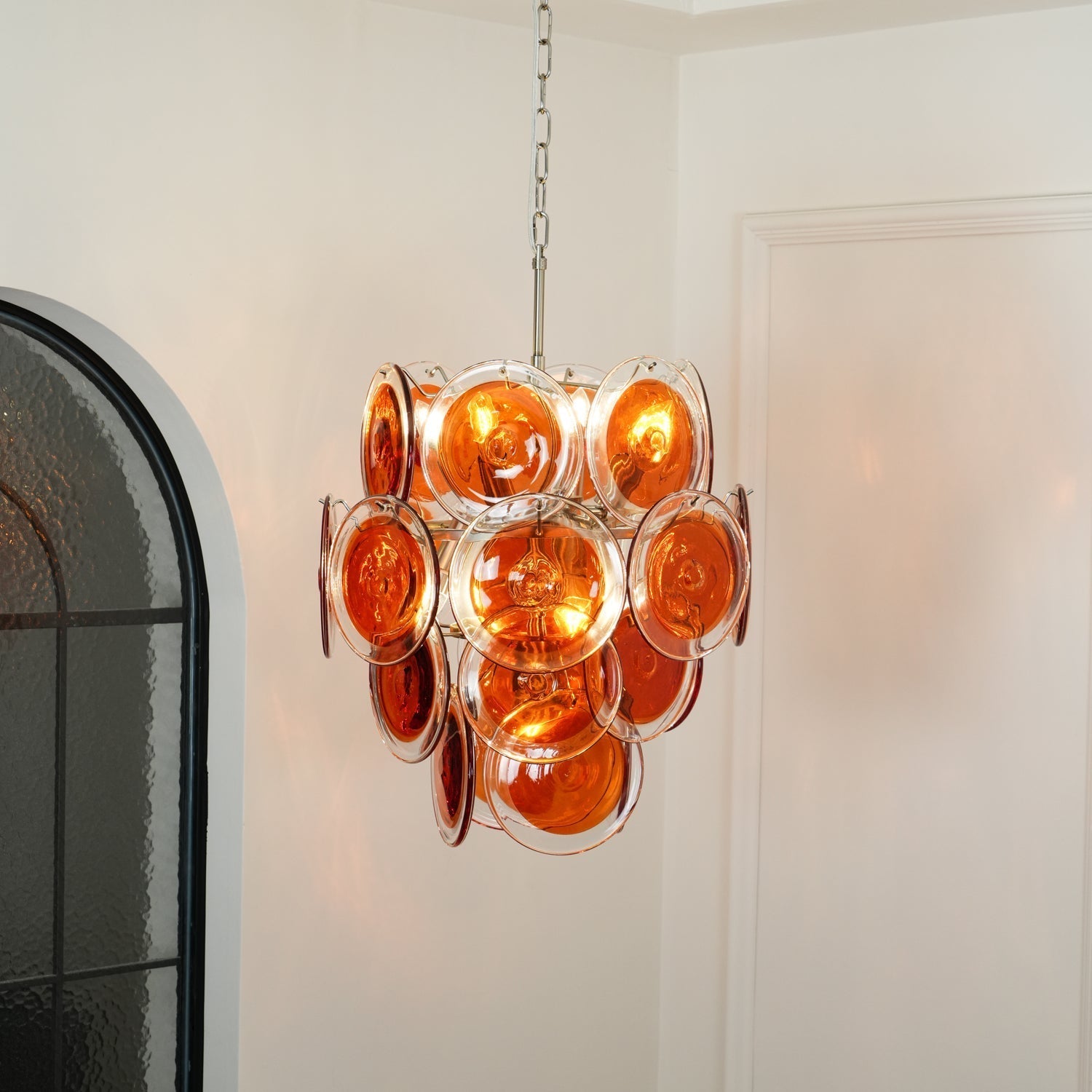 Eiroora Chandelier Murano Orange Glass