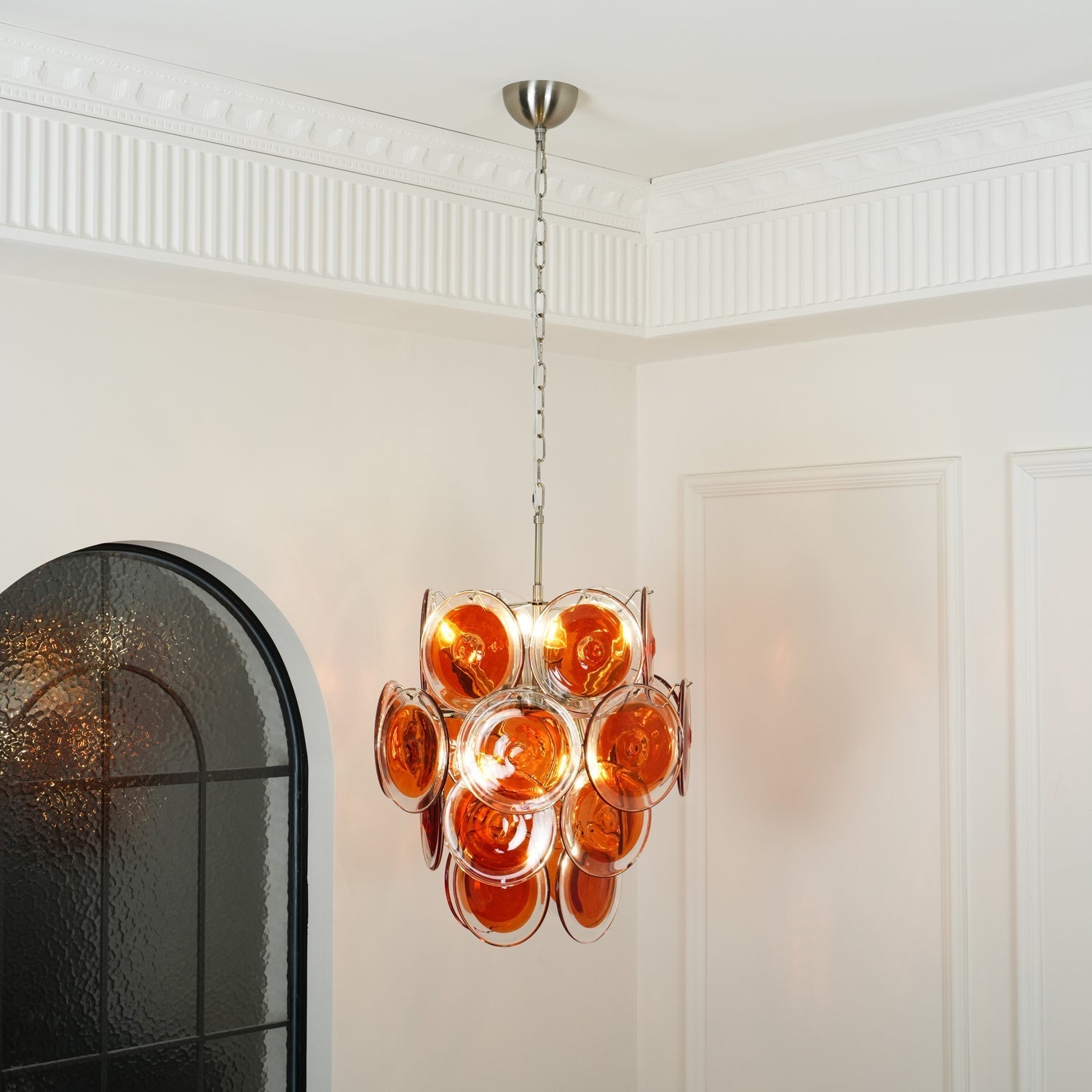 Eiroora Chandelier Murano Orange Glass