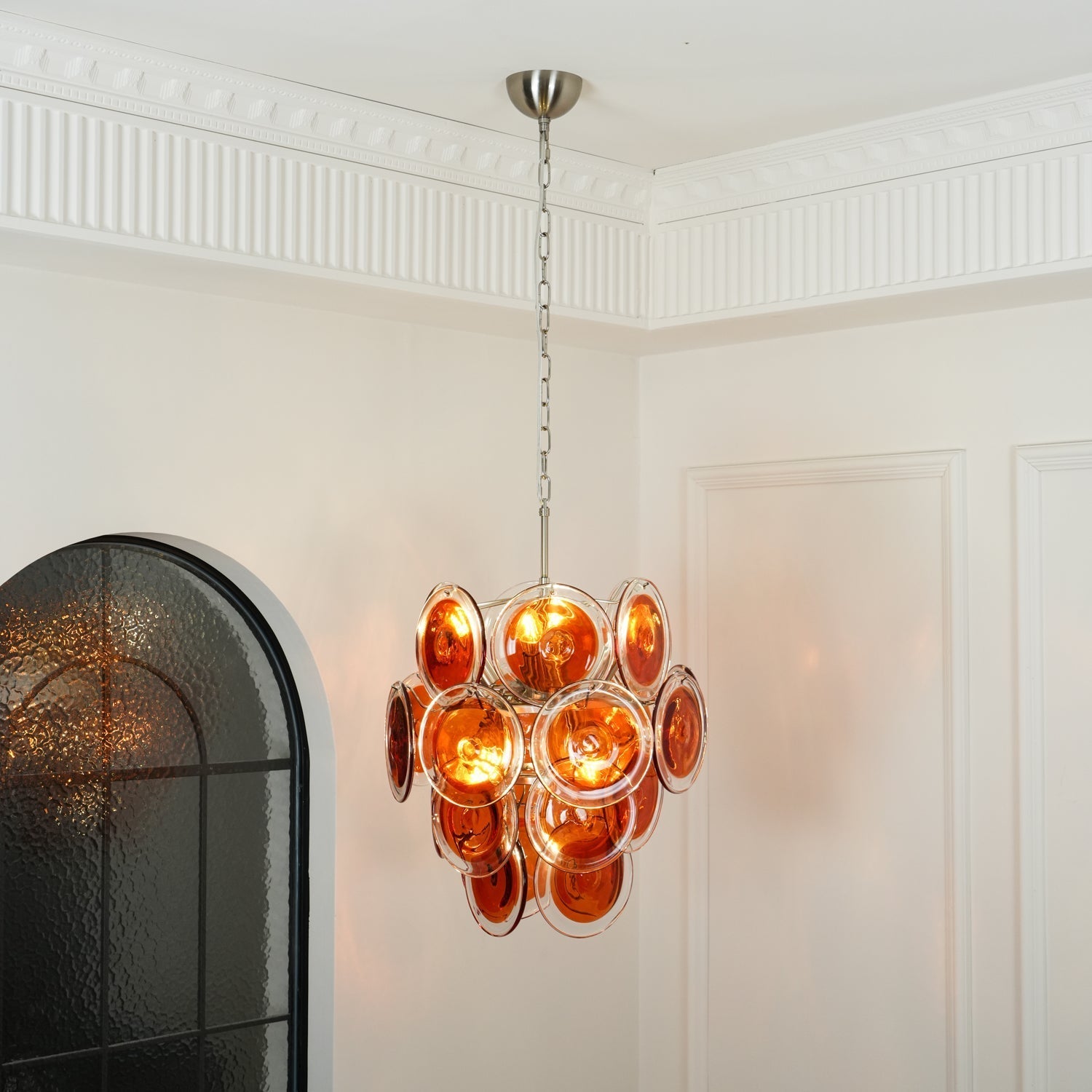 Eiroora Chandelier Murano Orange Glass