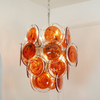Eiroora Chandelier Murano Orange Glass