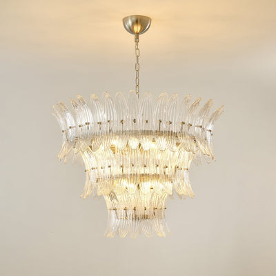 Eirerian Chandelier Murano Glass Palmette Leaf Tiered