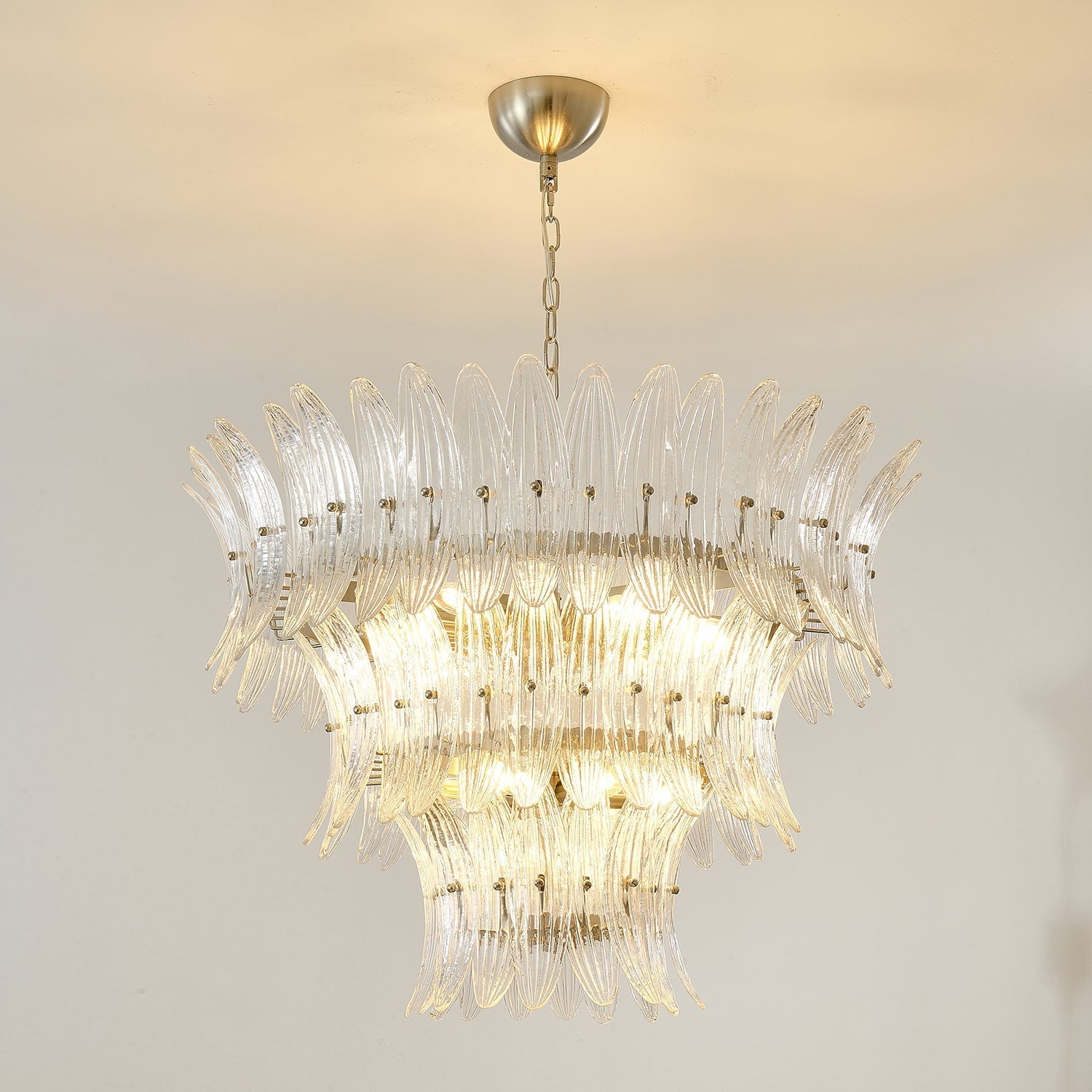Eirerian Chandelier Murano Glass Palmette Leaf Tiered