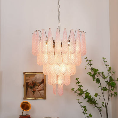 Cirelian Chandelier Pink Dewdrop Cascading Romantic
