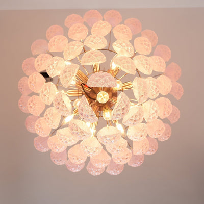 Veliena Chandelier Pink Droplet Murano Glass Diamond Pattern Waterfall