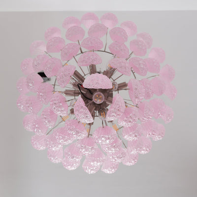 Veliena Chandelier Pink Droplet Murano Glass Diamond Pattern Waterfall