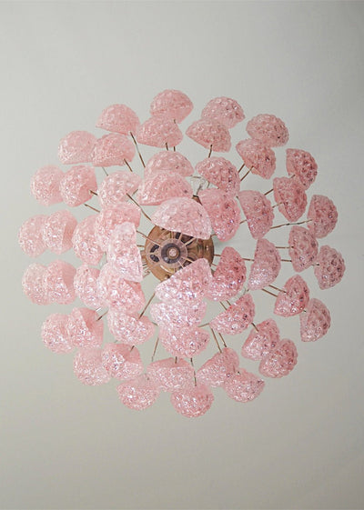 Veliena Chandelier Pink Droplet Murano Glass Diamond Pattern Waterfall