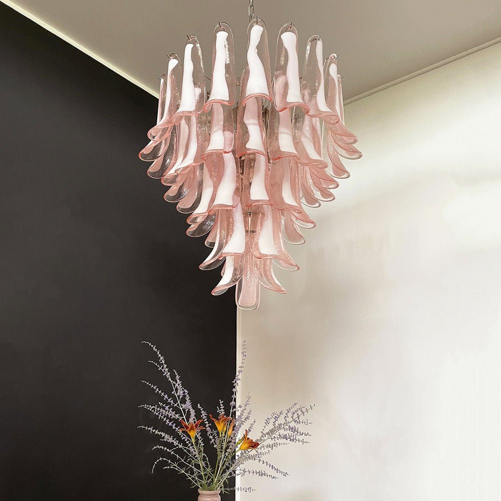Velorira Chandelier Pink Murano Glass Petals Cascade
