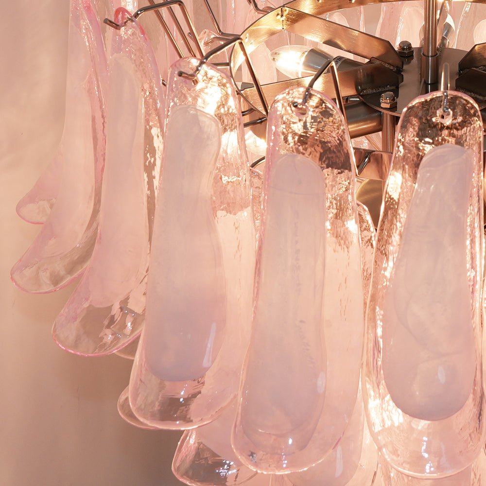 Velorira Chandelier Pink Murano Glass Petals Cascade