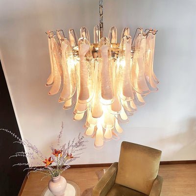 Velorira Chandelier Pink Murano Glass Petals Cascade