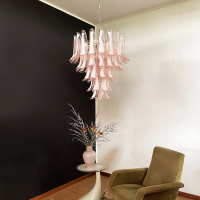 Velorira Chandelier Pink Murano Glass Petals Cascade