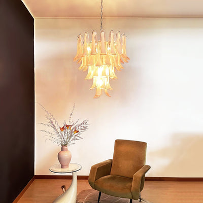 Velorira Chandelier Pink Murano Glass Petals Cascade