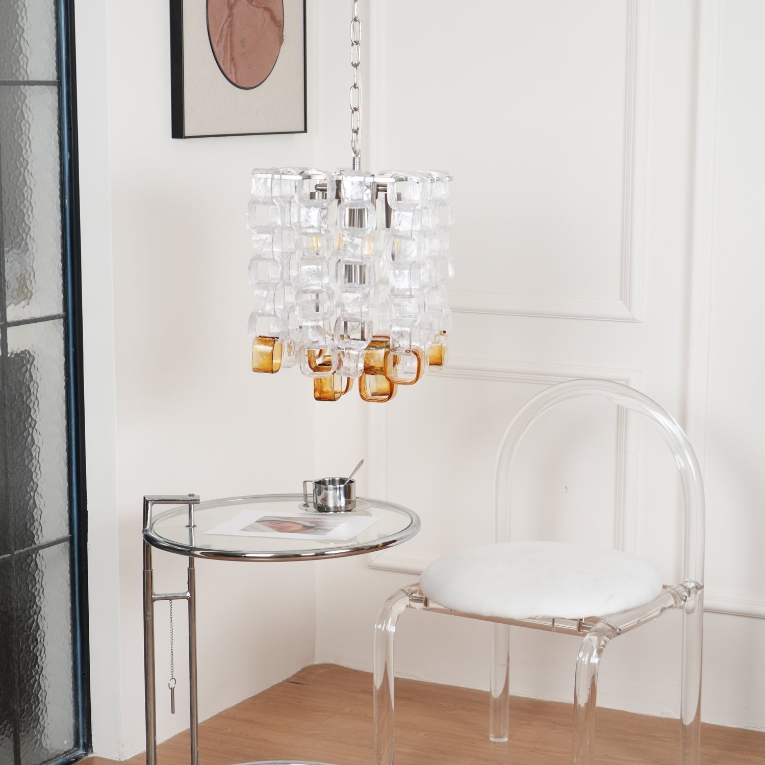 Orielis Chandelier Murano Glass Interlocking Geometric