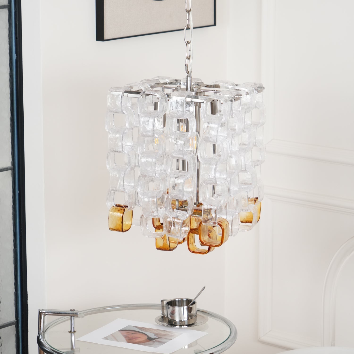 Orielis Chandelier Murano Glass Interlocking Geometric
