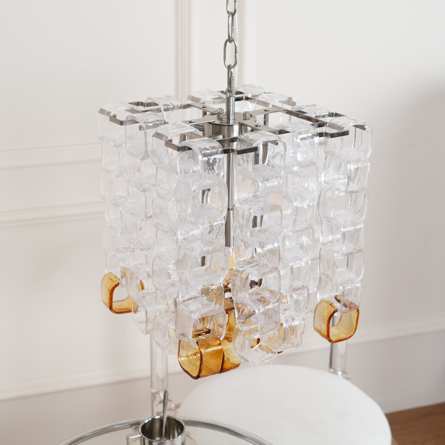 Orielis Chandelier Murano Glass Interlocking Geometric