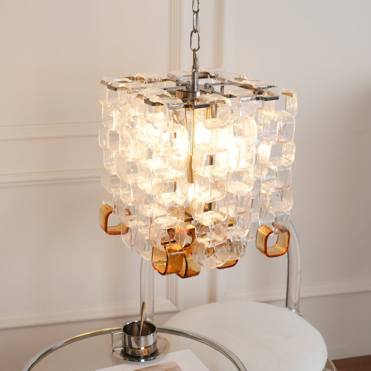 Orielis Chandelier Murano Glass Interlocking Geometric