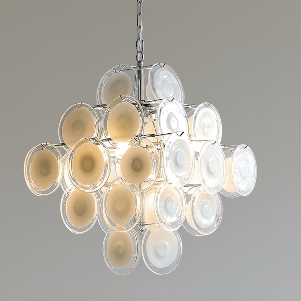 Eireira Chandelier White Murano Glass Discs Cluster