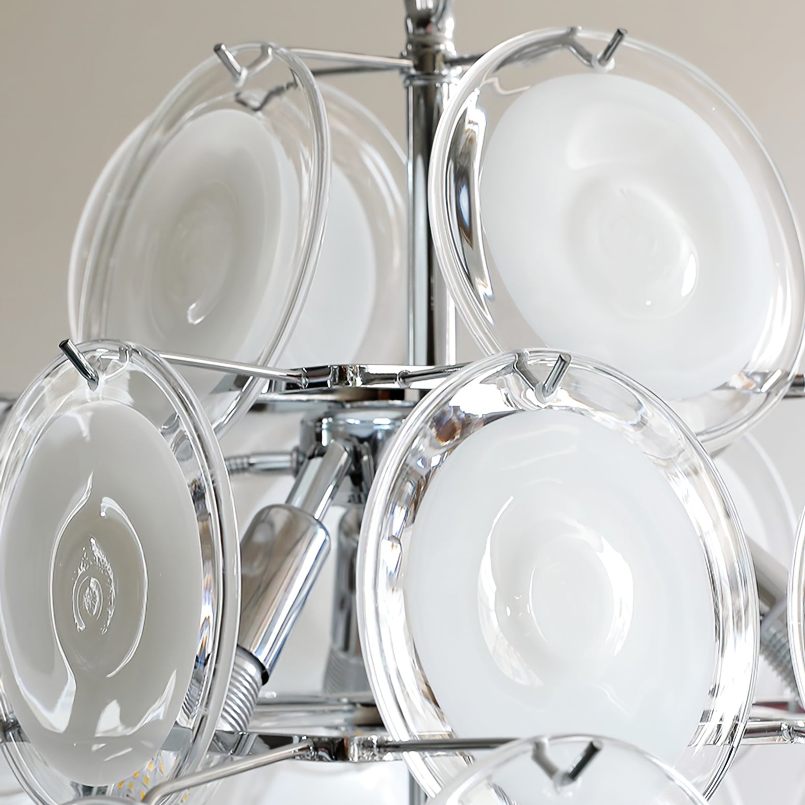 Eireira Chandelier White Murano Glass Discs Cluster