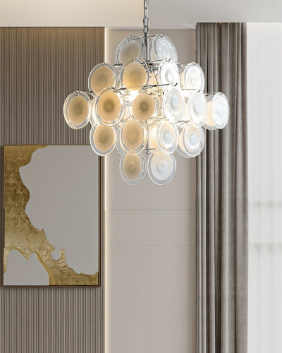 Eireira Chandelier White Murano Glass Discs Cluster